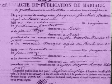 Mariage Jacques GAUBERT et Armande NAUZES 1812.jpg