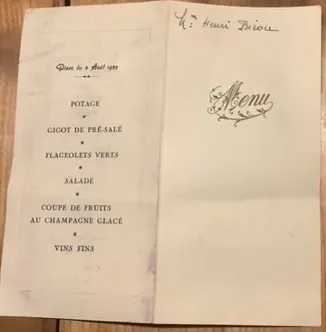 Beaud Daniel Biron Micheline Menu mariage08081955.jpg
