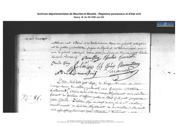 Geny Pierre mariage Nancy 1807 1 / Geny Pierre, Christine Guériot : acte de mariage (II)