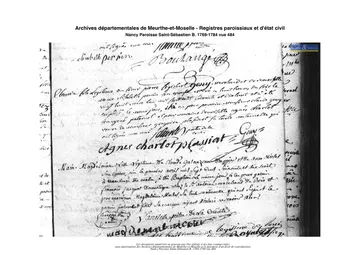Geny Claude 1778 acte naissance / Geny Claude : acte de naissance, baptême. Paroisse Saint-Sébastien.