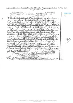 Geny MarieMathilde naissance 1830 / Geny Marie Mathilde : acte de naissance