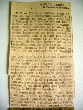 IMGP0422 / Note de Maurice Barrès sur le décès de François Boucher
