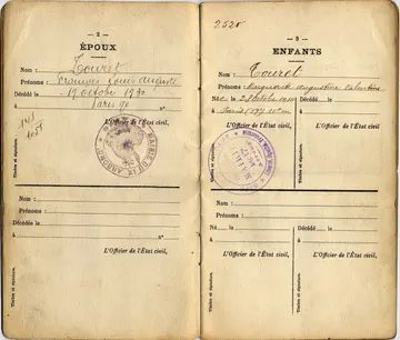 Acte de décès de François Louis Auguste Touret et de  naissance de Lili
