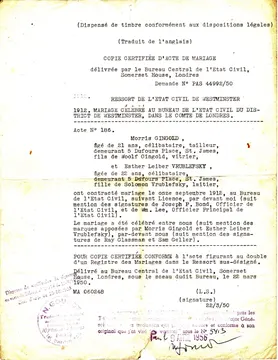 Gingold - Vrublefsky : traduction de l'acte de mariage
