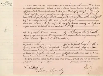 Geny, André : acte de decès
