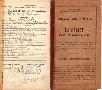 Livret famille / Livret de famille : couverture, mariage