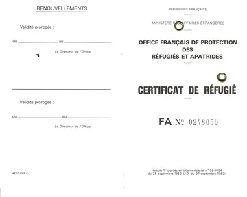 carte refugie c / Carte de refugié : couverture