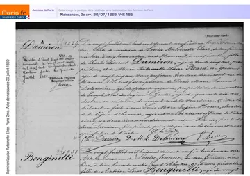 Damiron Louise acte naissance / Damiron Louise : acte de naissance