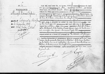 Acte de naissance CROUZET Dorcas Sydonie